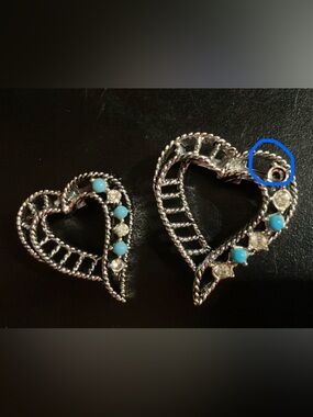 SIGNED GERRY’S VINTAGE 70s Rhinestone Thermoset Heart Brooch Duo, Pre-Owned